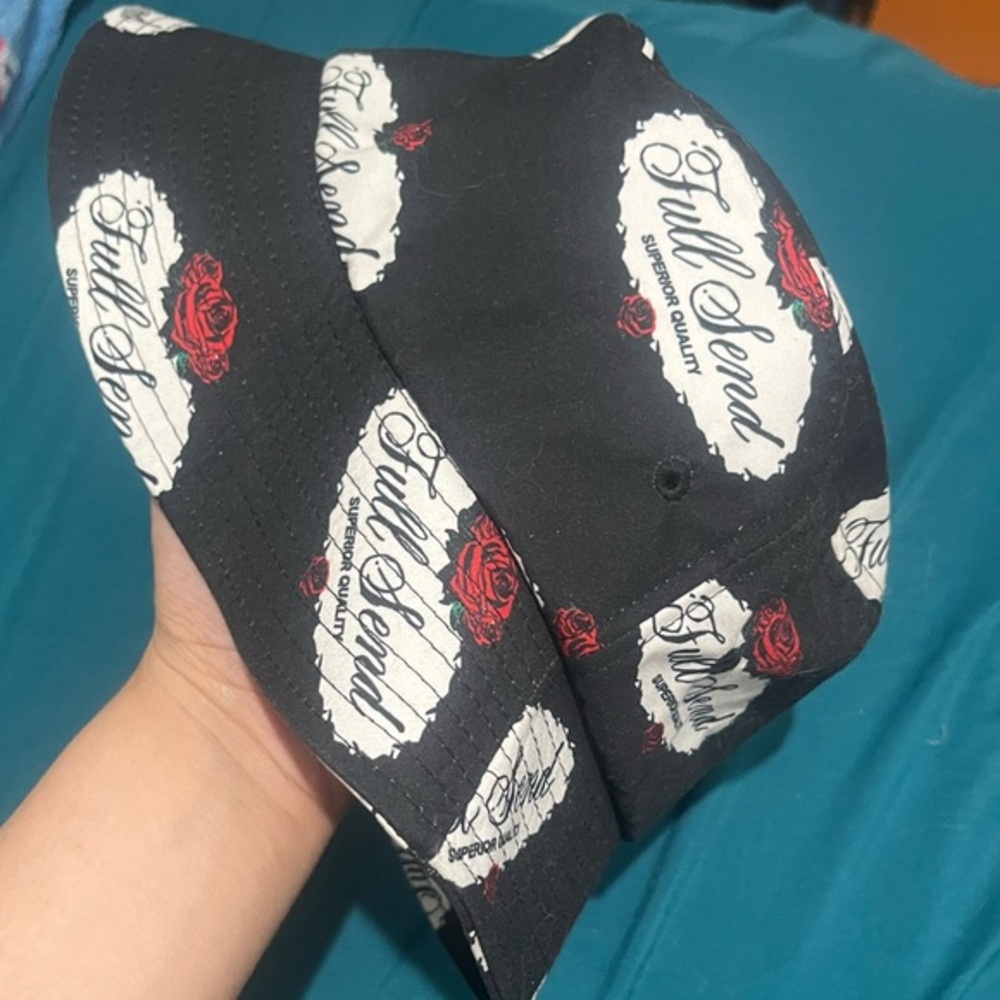 Full Send Rose Bucket Hat Black One Size